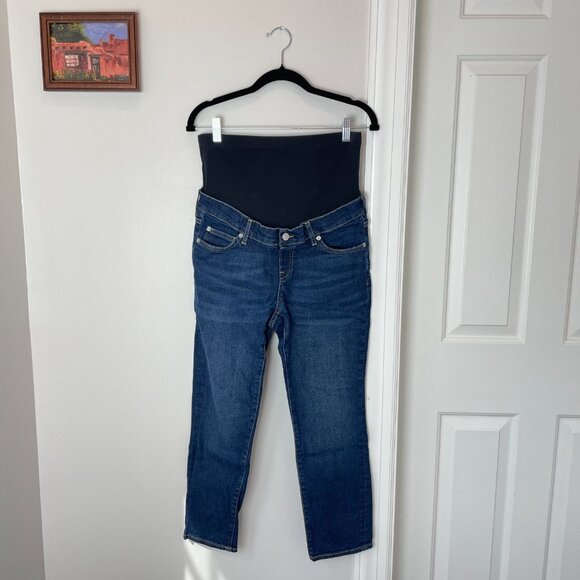 GAP Maternity True Waistband Full Panel Vintage Slim Jeans - Dark Indigo - 28S - Picture 2 of 11